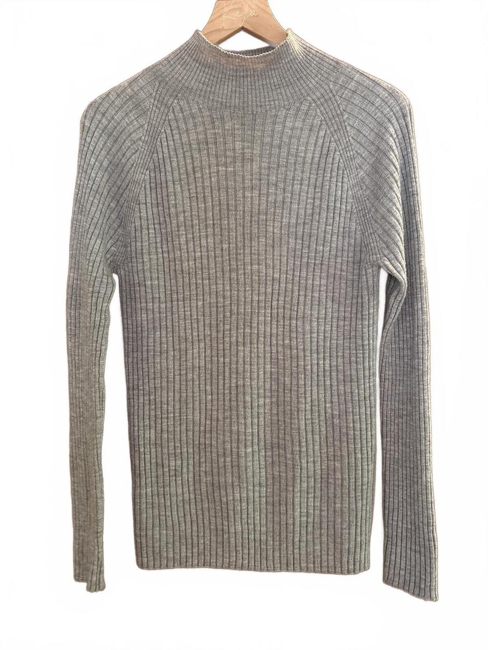 NWOT Uniqlo Women's Mock Neck Ribbed Knit Fitted Merino Wool Sweater - XL - Picture 1 of 5
